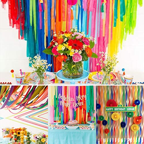 12 Rolls Crepe Paper Streamers, 12 Colors for Parties