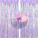 Colorful Metallic Tinsel Fringe Curtains - 2 Pack