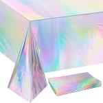 4 Pack Iridescent Disposable Tablecloths for Parties