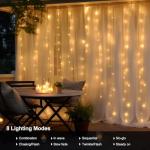 300 LED Battery Operated Curtain Lights with Remote
