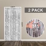 Silver Metallic Foil Fringe Curtains - 2 Pack