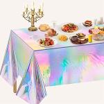 4 Pack Iridescent Disposable Tablecloths for Parties