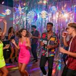 Iridescent Party Decorations with Honeycomb Ball Garlands