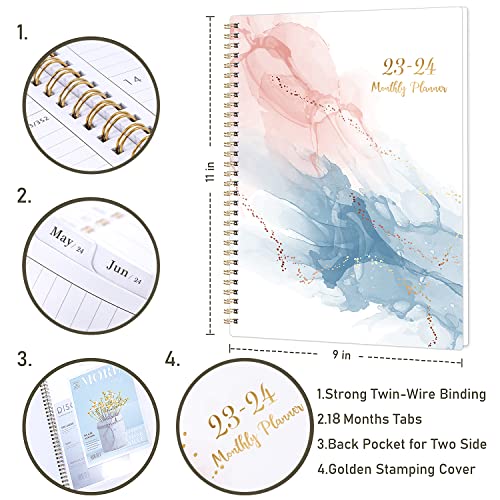 18-Monthly Planner, 2023-2024 Calendar With Tabs