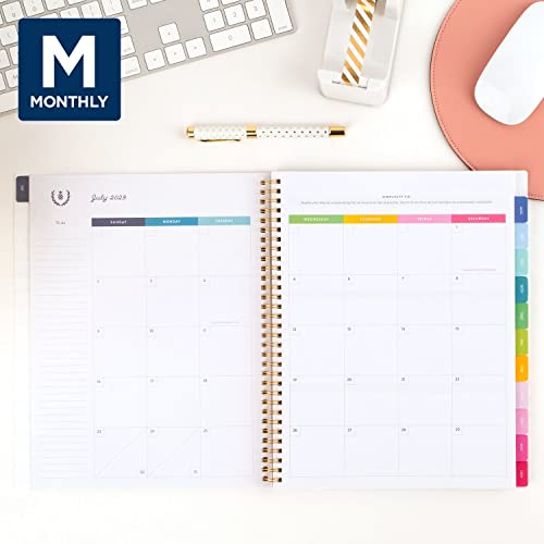 AT-A-GLANCE 2023-2024 Academic Planner, Simplified by Emily Ley, Weekly & Monthly, 8-1/2" x 11", Large, Monthly Tabs, Flexible Cover, Happy Stripe (EL10-905A)