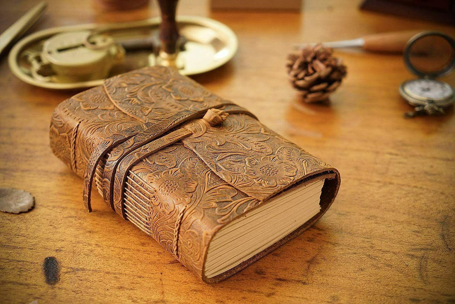 Vintage Handmade Leather Bound Travel Journal