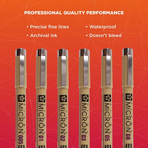 SAKURA Pigma Micron Black Ink Pens - 6 Pack