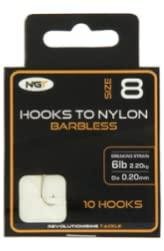 NGT Barbless Carp Fishing Hooks on Nylon