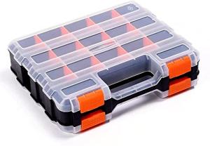 Double-Sided Tool Storage Box with 34 Compartments