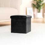 Versatile Black Foldable Storage Ottoman for Kids