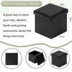 Versatile Black Foldable Storage Ottoman for Kids