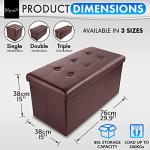 Brown Faux Leather Foldable Storage Ottoman for Kids