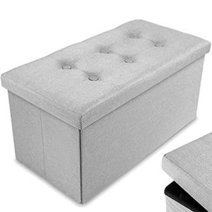 Foldable Storage Seat and Toy Box - Light Grey