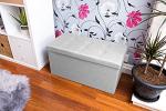 Foldable Storage Seat and Toy Box - Light Grey