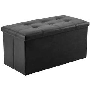 Folding Faux Leather Storage Ottoman Bench Stool