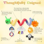 Plush Baby Crib Hanging Toy-Touch-Activated Music Box (30 Sounds), 0-12 Months Infant Sensory Toy w/Cloud/Sun/Rainbow/Moon/Mirror, Washable, Gift for Cribs/Strollers/Car Seats