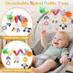 Plush Baby Crib Hanging Toy-Touch-Activated Music Box (30 Sounds), 0-12 Months Infant Sensory Toy w/Cloud/Sun/Rainbow/Moon/Mirror, Washable, Gift for Cribs/Strollers/Car Seats