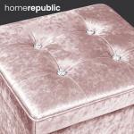 Home Republic Crushed Velvet Ottoman Storage Box – Foldable Cube Ottoman with Lid – Multipurpose Toy Chest, Foot Rest, Bench Seat & Nursery Storage Solution (Pink Blush, 38W)