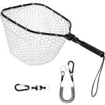 DEAYOU Fly Fishing Landing Net, Soft Rubber Mesh Bass Trout Net with Collapsible Handle and Magnetic Release, Folding Catch and Release Net for Freshwater, Fly Fishing Gear Accessories