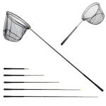 Telescopic Folding Fishing Landing Net, 1.9m Pole Collapsible Extensible Aluminum long Handle,Stainless Steel Triangular,For Bird Fish Catch,Aquarium,Ponds Floating Objects,Carp Trout (B)