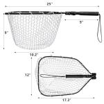 DEAYOU Fly Fishing Landing Net, Soft Rubber Mesh Bass Trout Net with Collapsible Handle and Magnetic Release, Folding Catch and Release Net for Freshwater, Fly Fishing Gear Accessories