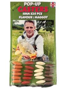 Artificial Pop Up Flavour Infused Maggot Casters for Carp and Coarse Fishing 11mm x24 pcs (Mixed Colours) Sale Price Introductory Offer for the first 20 Customers only
