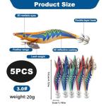 5Pcs Squid Jig Luminous Fishing Lures, Glow Squid Jig Hooks Hard Shrimp Lure Saltwater Glow Baits Artificial Fluorescent Fake Prawn Lure for Octopus Cuttlefish, Sea Fishing Lures Kit (12cm)