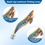5Pcs Squid Jig Luminous Fishing Lures, Glow Squid Jig Hooks Hard Shrimp Lure Saltwater Glow Baits Artificial Fluorescent Fake Prawn Lure for Octopus Cuttlefish, Sea Fishing Lures Kit (12cm)