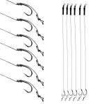 12Pcs Fishing Hooks, Barbless Carp Hooks Size 6 8 10 Curve Shank Carp Hooks, Fishing Hair Rigs with Anti-Tangle Swivel Braided Thread line for Using in Freshwater and Saltwater Catch & Release