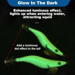 5Pcs Squid Jig Luminous Fishing Lures, Glow Squid Jig Hooks Hard Shrimp Lure Saltwater Glow Baits Artificial Fluorescent Fake Prawn Lure for Octopus Cuttlefish, Sea Fishing Lures Kit (12cm)