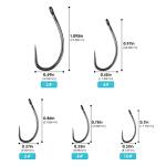 Luroad 50pcs Barbless Carp Coarse Eyed Fishing Hook Size 2, 4, 6, 8, 10, Available in Teflon Shank Hook & Wide Gape Hook Freshwater Saltwater (Hook size 10, Curved Shank)