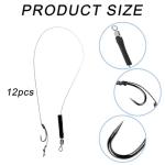 12Pcs Fishing Hooks, Barbless Carp Hooks Size 6 8 10 Curve Shank Carp Hooks, Fishing Hair Rigs with Anti-Tangle Swivel Braided Thread line for Using in Freshwater and Saltwater Catch & Release