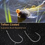 Luroad 50pcs Barbless Carp Coarse Eyed Fishing Hook Size 2, 4, 6, 8, 10, Available in Teflon Shank Hook & Wide Gape Hook Freshwater Saltwater (Hook size 10, Curved Shank)