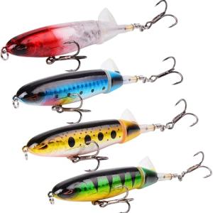 YUEMING 4-Piece Fishing Lure Set - Artificial Bait, Life-like Topwater Lures with Rotating Tail, 10cm, 13g, for Freshwater & Saltwater Fish