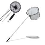 Fishing Landing Net Telescopic Folding,1.9m Stainless Steel Pole,Collapsible Extensible Long Handle,Triangular Net,For Bird Fish Catch,Aquarium,Ponds Floating Objects,Round