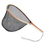 Gkhowiu Fly Fishing Landing Net Wooden Handle Nylon Landing Handle Trout Mesh Fish Catch Release Scoop Fishing Tool