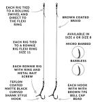 Carp On - 2 x SPINNER READY RIGS Size 8 - Carbon Hooks / 15lb Braid/Swivel & Flexi Ring/Bait Screw & Bell Cap Bead (Barbless, 2 Rigs - Size 8 Hook) [37-3907-8]