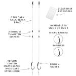 Carp On - 2 Pack of SUPER SOFT SILT Ready Rigs Wide Gape Teflon Coated - Size 6 or 8 - Tied to 25lb Braid/Kicker/Tungsten Sinker/Extender Hair Stops (Barbless - Size 8)