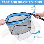 FLISSA Floating Fishing Net, Foldable & Extendable Fishing Landing Net, Fishing Pond Net with Durable PVC Coated Mesh, Telescopic Fishing Net for Catching Fish, Crap, Trout