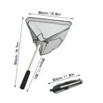 Fishing Landing Net, 50cm Pole Aluminum long Handle,Stainless Steel Triangular,For Bird Fish Catch,Aquarium,Ponds Floating Objects,Carp Trout (Triangle)