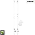 Carp On - 2 Pack of SUPER SOFT SILT Ready Rigs Wide Gape Teflon Coated - Size 6 or 8 - Tied to 25lb Braid/Kicker/Tungsten Sinker/Extender Hair Stops (Barbless - Size 8)