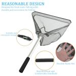 Fishing Landing Net, 50cm Pole Aluminum long Handle,Stainless Steel Triangular,For Bird Fish Catch,Aquarium,Ponds Floating Objects,Carp Trout (Triangle)