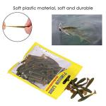 Black Soft Plastic Worm,50pcs Soft Fishing Lures Baits Set, 5cm Plastic Fishing Bait T Tail Grub Worm Baits Fish Tackle Accessory 9 Colors (Black)