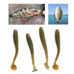 Black Soft Plastic Worm,50pcs Soft Fishing Lures Baits Set, 5cm Plastic Fishing Bait T Tail Grub Worm Baits Fish Tackle Accessory 9 Colors (Black)