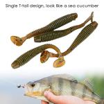 Black Soft Plastic Worm,50pcs Soft Fishing Lures Baits Set, 5cm Plastic Fishing Bait T Tail Grub Worm Baits Fish Tackle Accessory 9 Colors (Black)