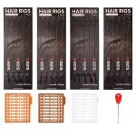 Luroad Carp Fishing Hair Rigs, 20 Pcs Curved Barbless Carp Hook Anti-Tangle Swivel Braided Thread line with 3 Card Boilie Bait Stops Dumbell Stoppers and Stringer Needle, Size 2 4 6 8