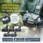 PYKES PEAK Fishing Bag | Waterproof Tackle Bag with Large Capacity | Includes 6 Carabiners | Versatile Fishing Shoulder Bag | Olive | L Size - Designed in Japan