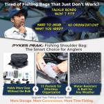 PYKES PEAK Fishing Bag | Waterproof Tackle Bag with Large Capacity | Includes 6 Carabiners | Versatile Fishing Shoulder Bag | Olive | L Size - Designed in Japan