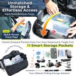 PYKES PEAK Fishing Bag | Waterproof Tackle Bag with Large Capacity | Includes 6 Carabiners | Versatile Fishing Shoulder Bag | Olive | L Size - Designed in Japan