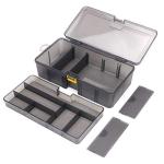 WBTY Fishing Tackle Box,Dual Layer Multifunctional Fishing Lure Hooks Tools Box Translucent Gray Durable Plastic Professional Fishing Accessories Storage Box